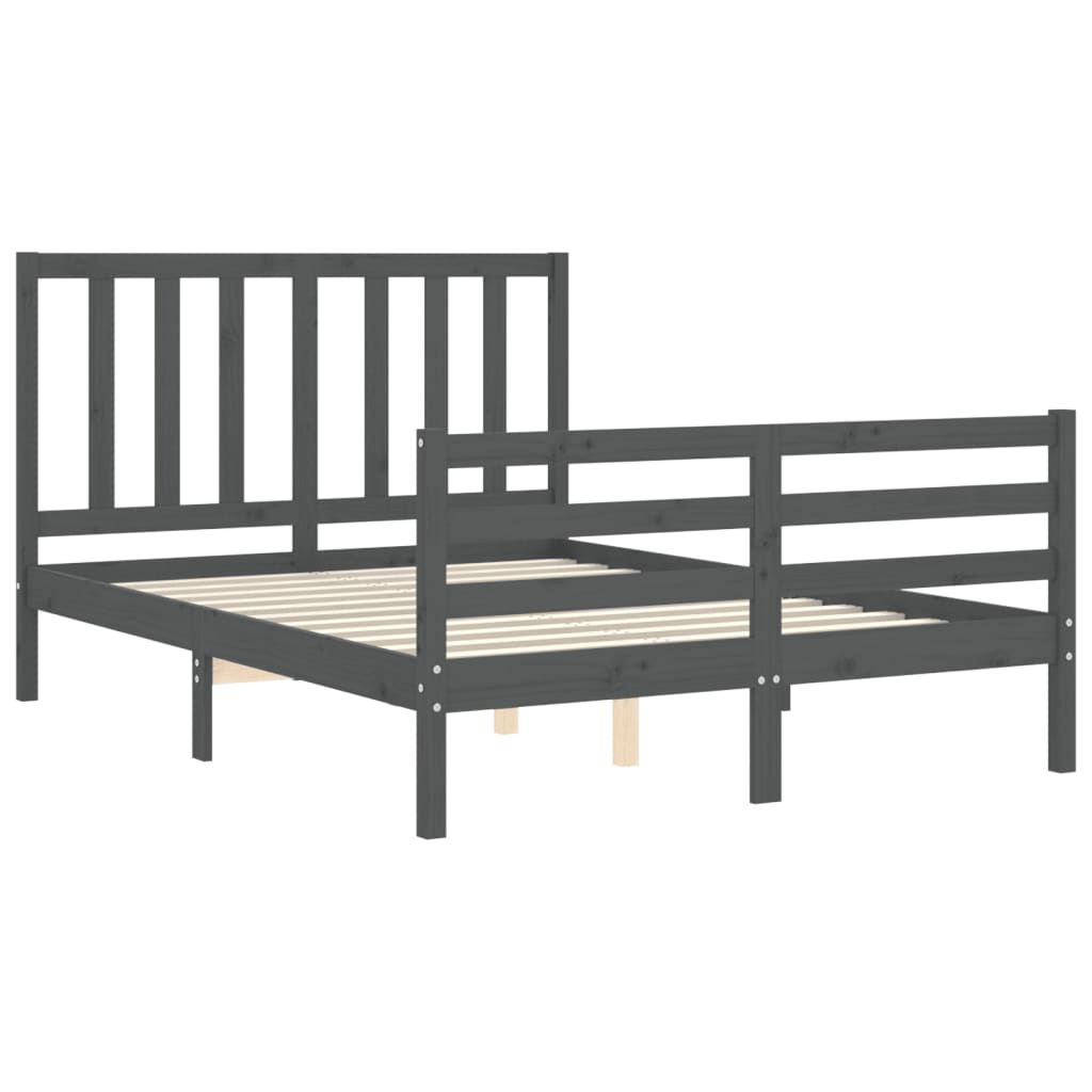 Bedframe met hoofdbord massief hout grijs Bedden & bedframes | Creëer jouw Trendy Thuis | Gratis bezorgd & Retour | Trendy.nl