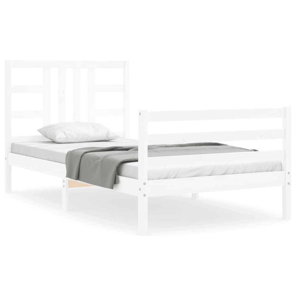 Bedframe met hoofdbord massief hout wit 90x200 cm Bedden & bedframes | Creëer jouw Trendy Thuis | Gratis bezorgd & Retour | Trendy.nl