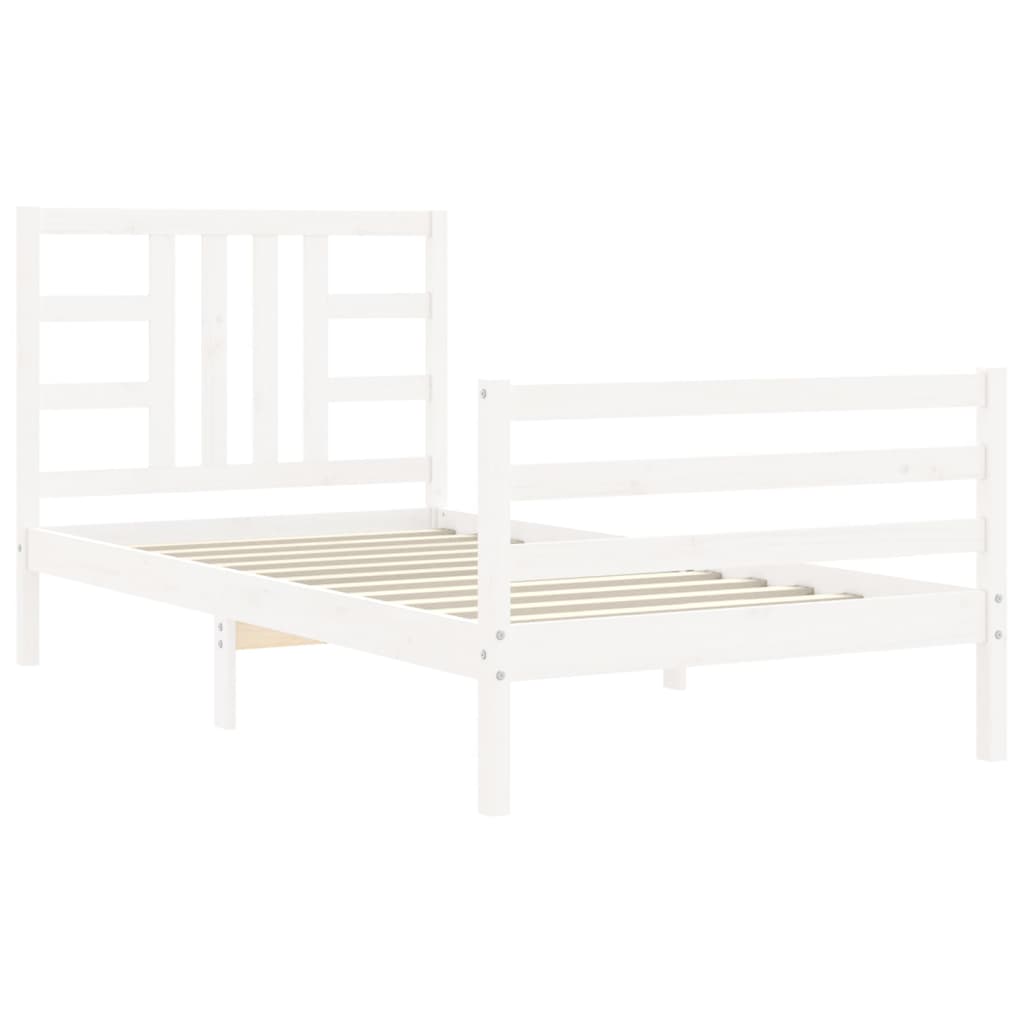 Bedframe met hoofdbord massief hout wit 90x200 cm Bedden & bedframes | Creëer jouw Trendy Thuis | Gratis bezorgd & Retour | Trendy.nl