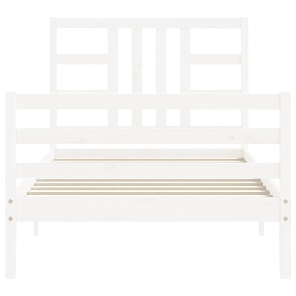 Bedframe met hoofdbord massief hout wit 90x200 cm Bedden & bedframes | Creëer jouw Trendy Thuis | Gratis bezorgd & Retour | Trendy.nl