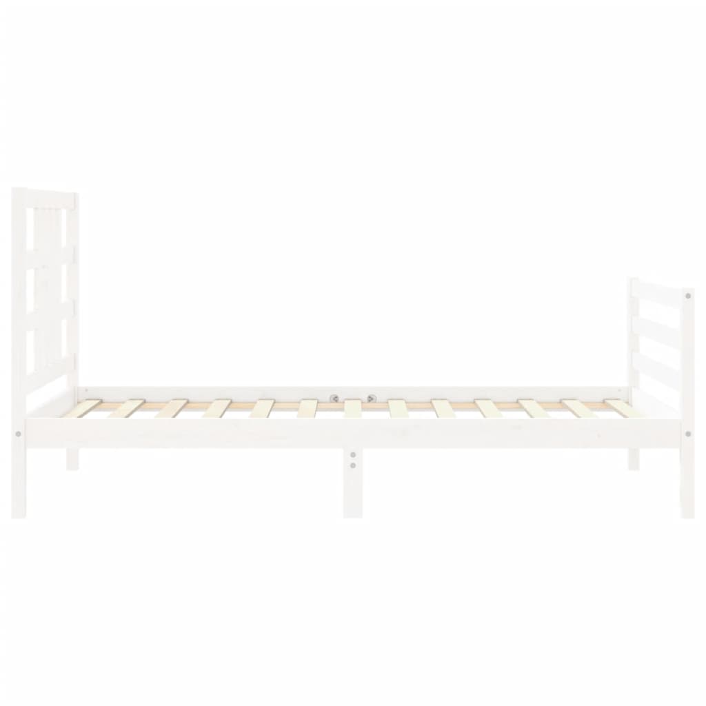 Bedframe met hoofdbord massief hout wit 90x200 cm Bedden & bedframes | Creëer jouw Trendy Thuis | Gratis bezorgd & Retour | Trendy.nl