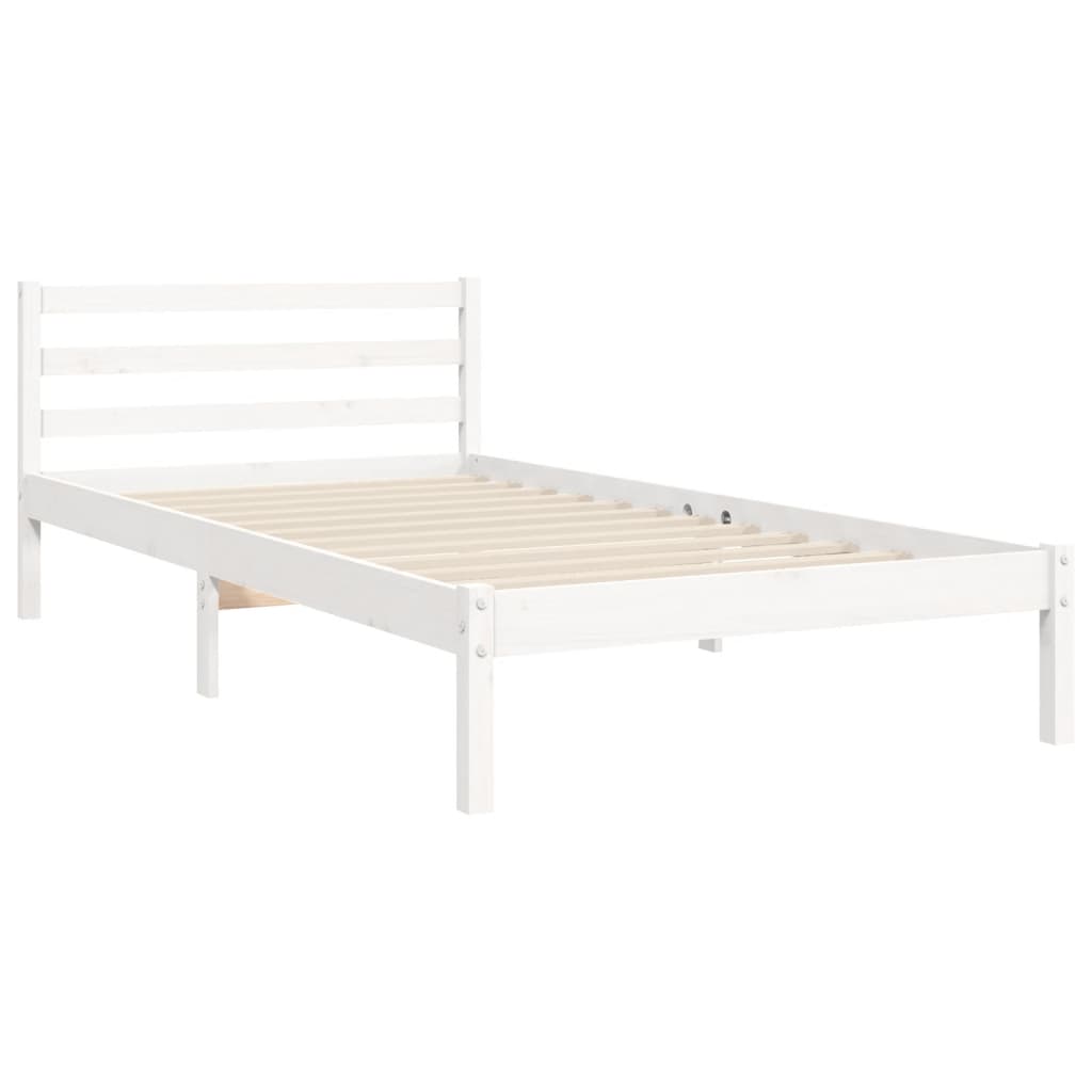 Bedframe met hoofdbord massief hout wit 90x200 cm Bedden & bedframes | Creëer jouw Trendy Thuis | Gratis bezorgd & Retour | Trendy.nl