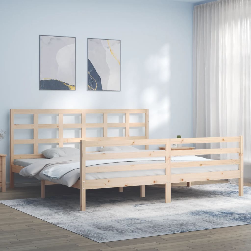 Bedframe met hoofdbord massief hout Bedden & bedframes | Creëer jouw Trendy Thuis | Gratis bezorgd & Retour | Trendy.nl