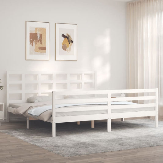 Bedframe met hoofdbord massief hout wit Bedden & bedframes | Creëer jouw Trendy Thuis | Gratis bezorgd & Retour | Trendy.nl