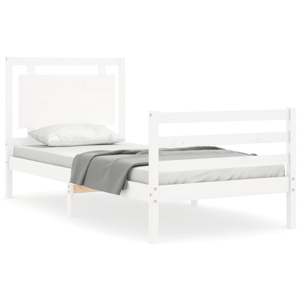 Bedframe met hoofdbord massief hout wit Bedden & bedframes | Creëer jouw Trendy Thuis | Gratis bezorgd & Retour | Trendy.nl