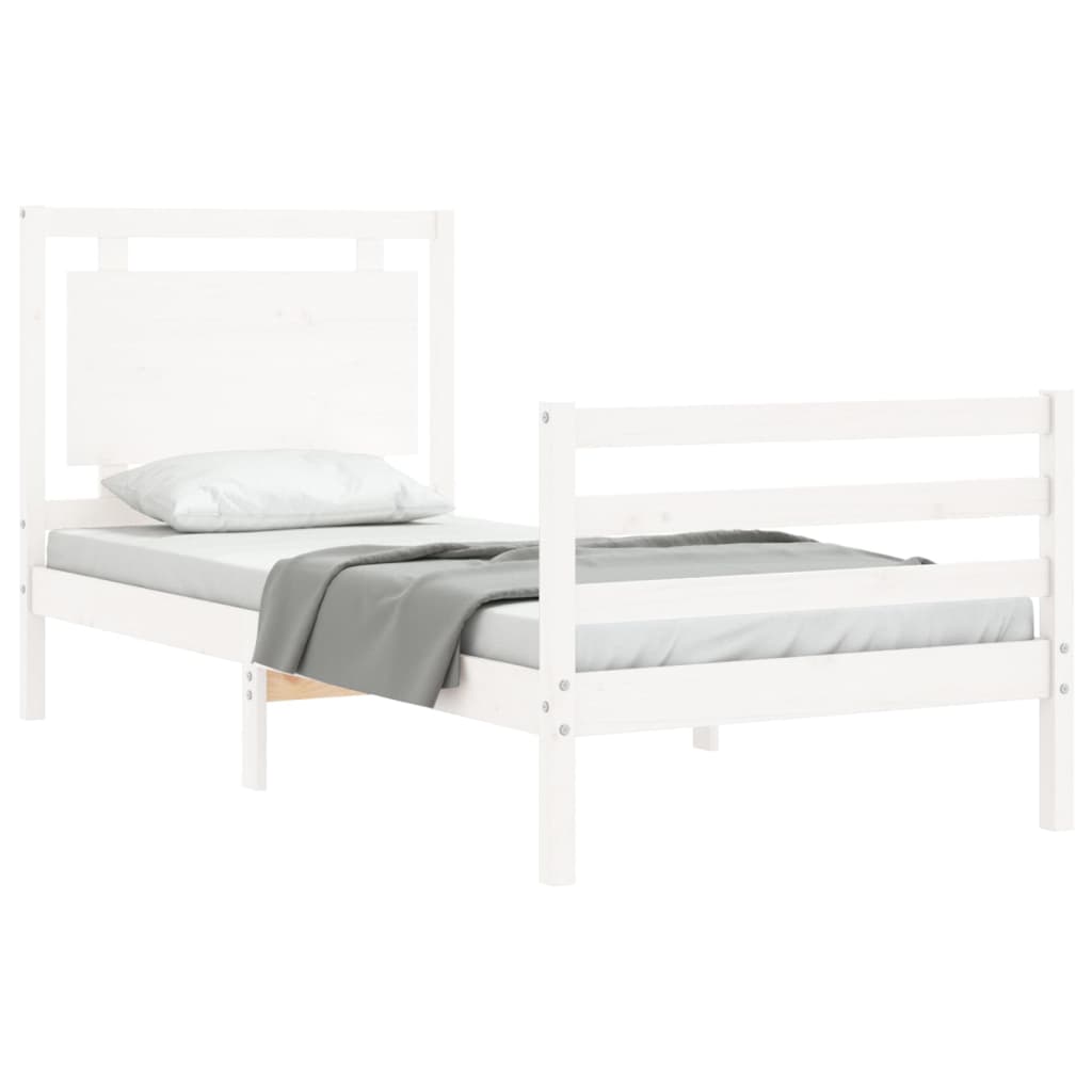 Bedframe met hoofdbord massief hout wit Bedden & bedframes | Creëer jouw Trendy Thuis | Gratis bezorgd & Retour | Trendy.nl