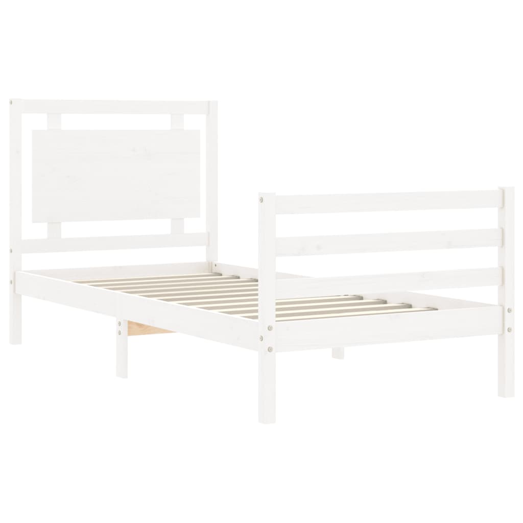 Bedframe met hoofdbord massief hout wit Bedden & bedframes | Creëer jouw Trendy Thuis | Gratis bezorgd & Retour | Trendy.nl