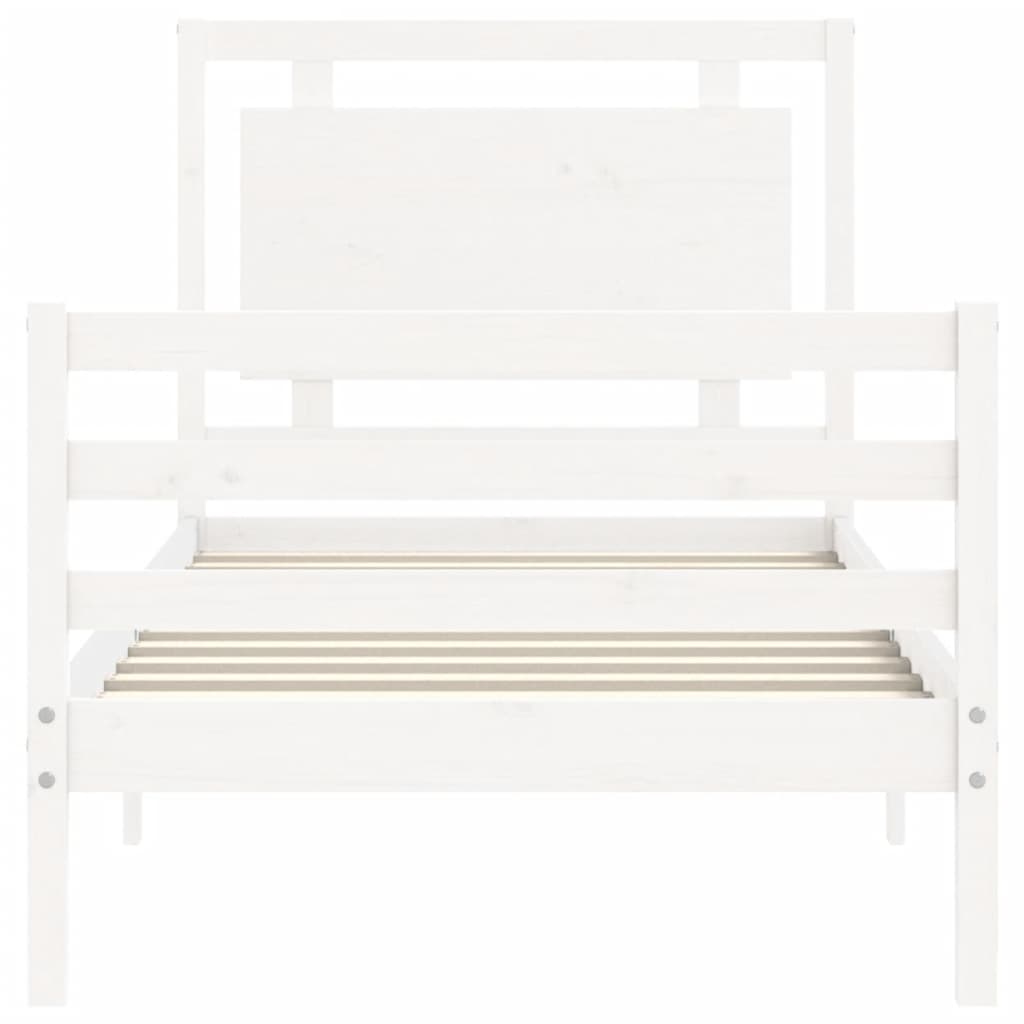 Bedframe met hoofdbord massief hout wit Bedden & bedframes | Creëer jouw Trendy Thuis | Gratis bezorgd & Retour | Trendy.nl