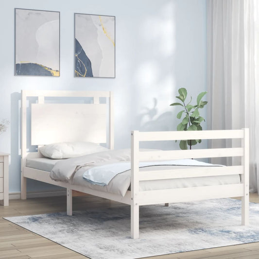 Bedframe met hoofdbord massief hout wit Bedden & bedframes | Creëer jouw Trendy Thuis | Gratis bezorgd & Retour | Trendy.nl