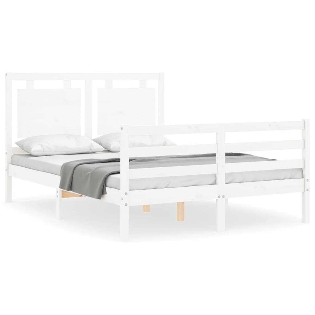 Bedframe met hoofdbord massief hout wit 140x190 cm Bedden & bedframes | Creëer jouw Trendy Thuis | Gratis bezorgd & Retour | Trendy.nl