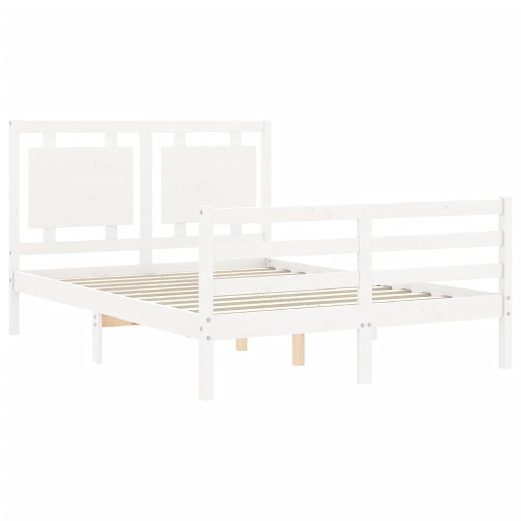 Bedframe met hoofdbord massief hout wit 140x190 cm Bedden & bedframes | Creëer jouw Trendy Thuis | Gratis bezorgd & Retour | Trendy.nl