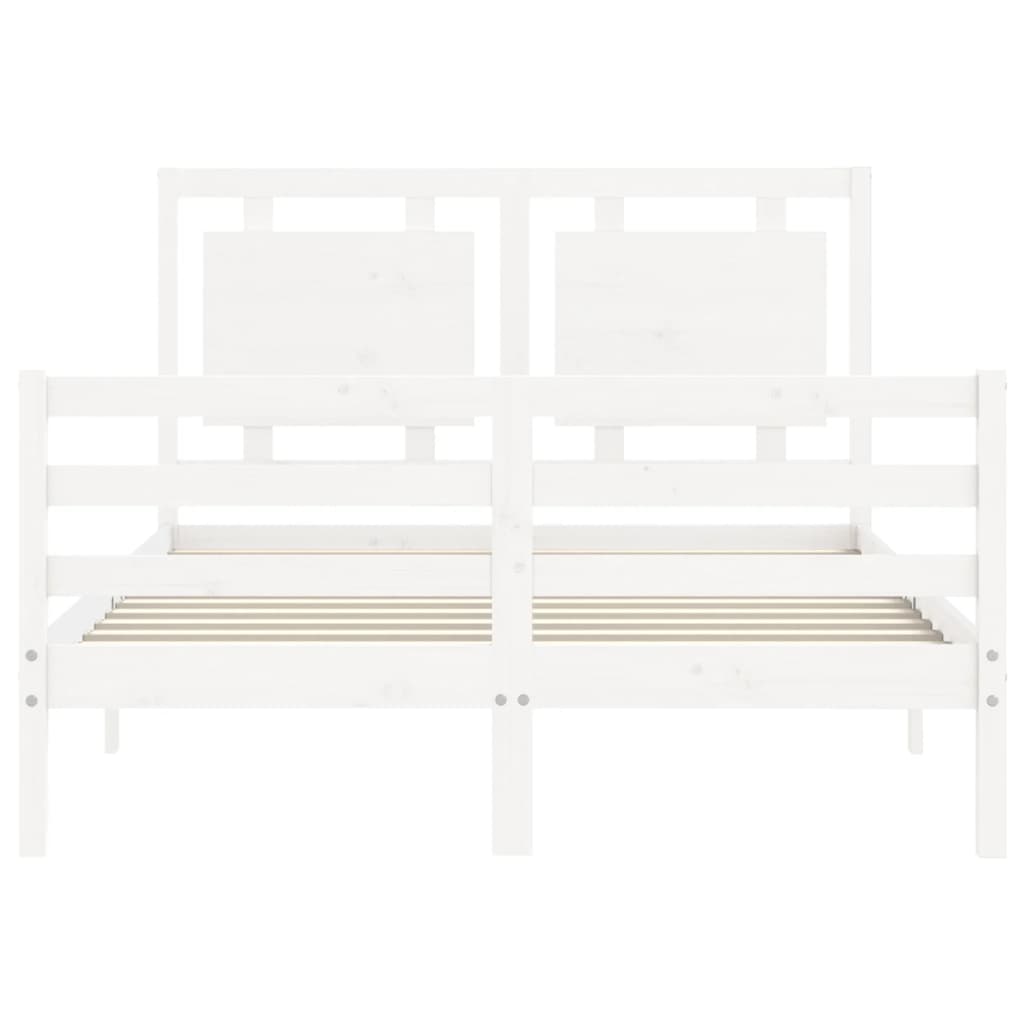 Bedframe met hoofdbord massief hout wit 140x190 cm Bedden & bedframes | Creëer jouw Trendy Thuis | Gratis bezorgd & Retour | Trendy.nl