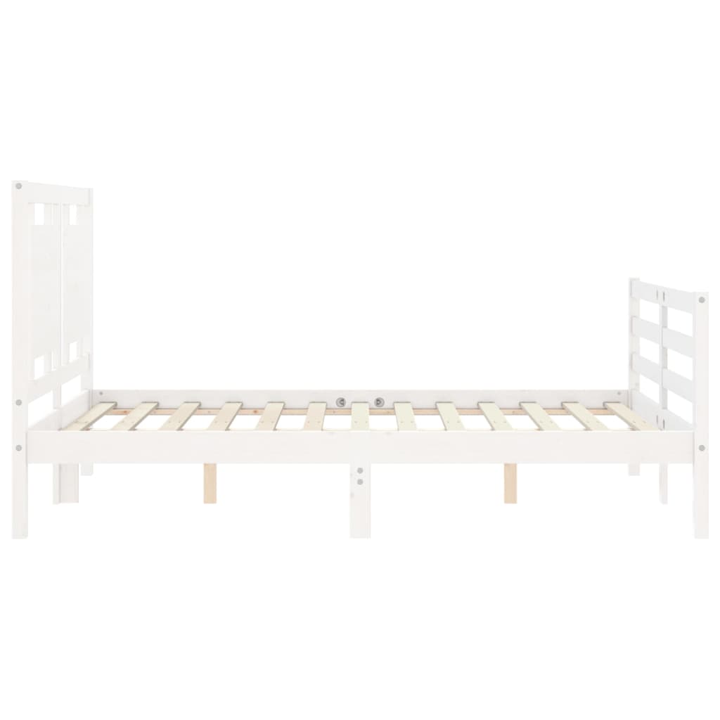 Bedframe met hoofdbord massief hout wit 140x190 cm Bedden & bedframes | Creëer jouw Trendy Thuis | Gratis bezorgd & Retour | Trendy.nl