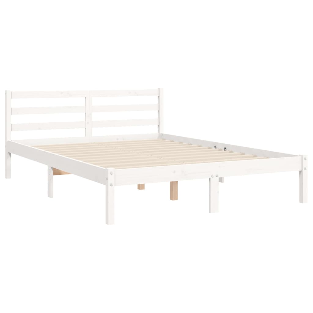 Bedframe met hoofdbord massief hout wit 140x190 cm Bedden & bedframes | Creëer jouw Trendy Thuis | Gratis bezorgd & Retour | Trendy.nl