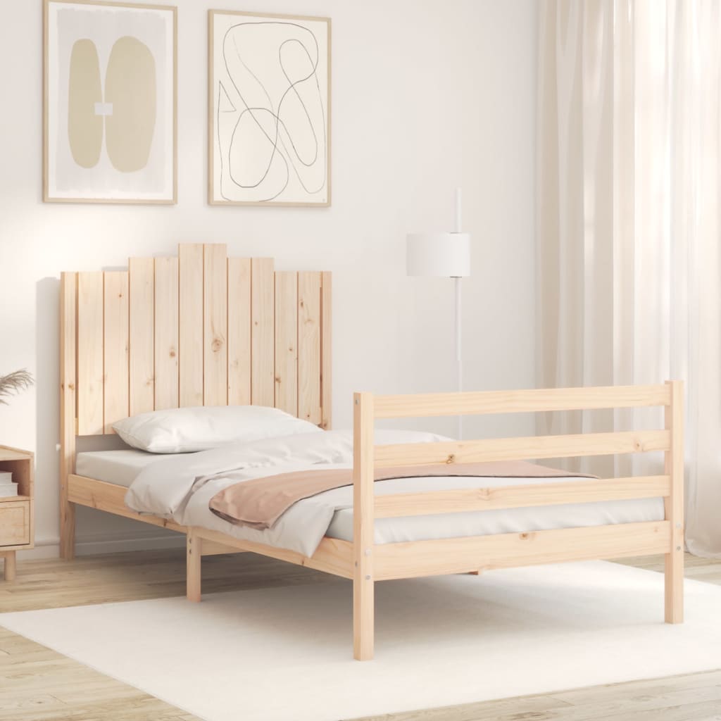 Bedframe met hoofdbord massief hout 100x200 cm Bedden & bedframes | Creëer jouw Trendy Thuis | Gratis bezorgd & Retour | Trendy.nl