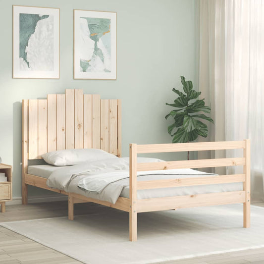 Bedframe met hoofdbord massief hout 100x200 cm Bedden & bedframes | Creëer jouw Trendy Thuis | Gratis bezorgd & Retour | Trendy.nl