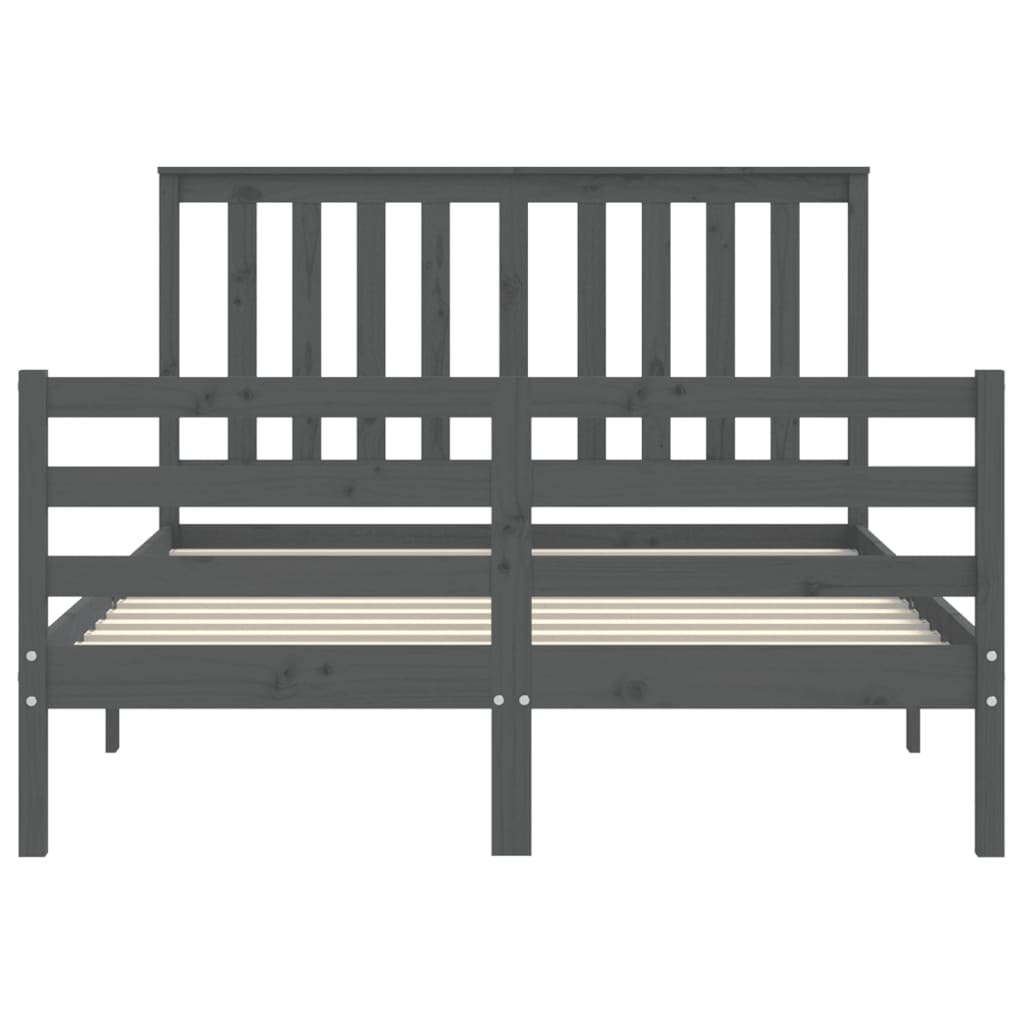 Bedframe met hoofdbord massief hout grijs 140x190 cm Bedden & bedframes | Creëer jouw Trendy Thuis | Gratis bezorgd & Retour | Trendy.nl