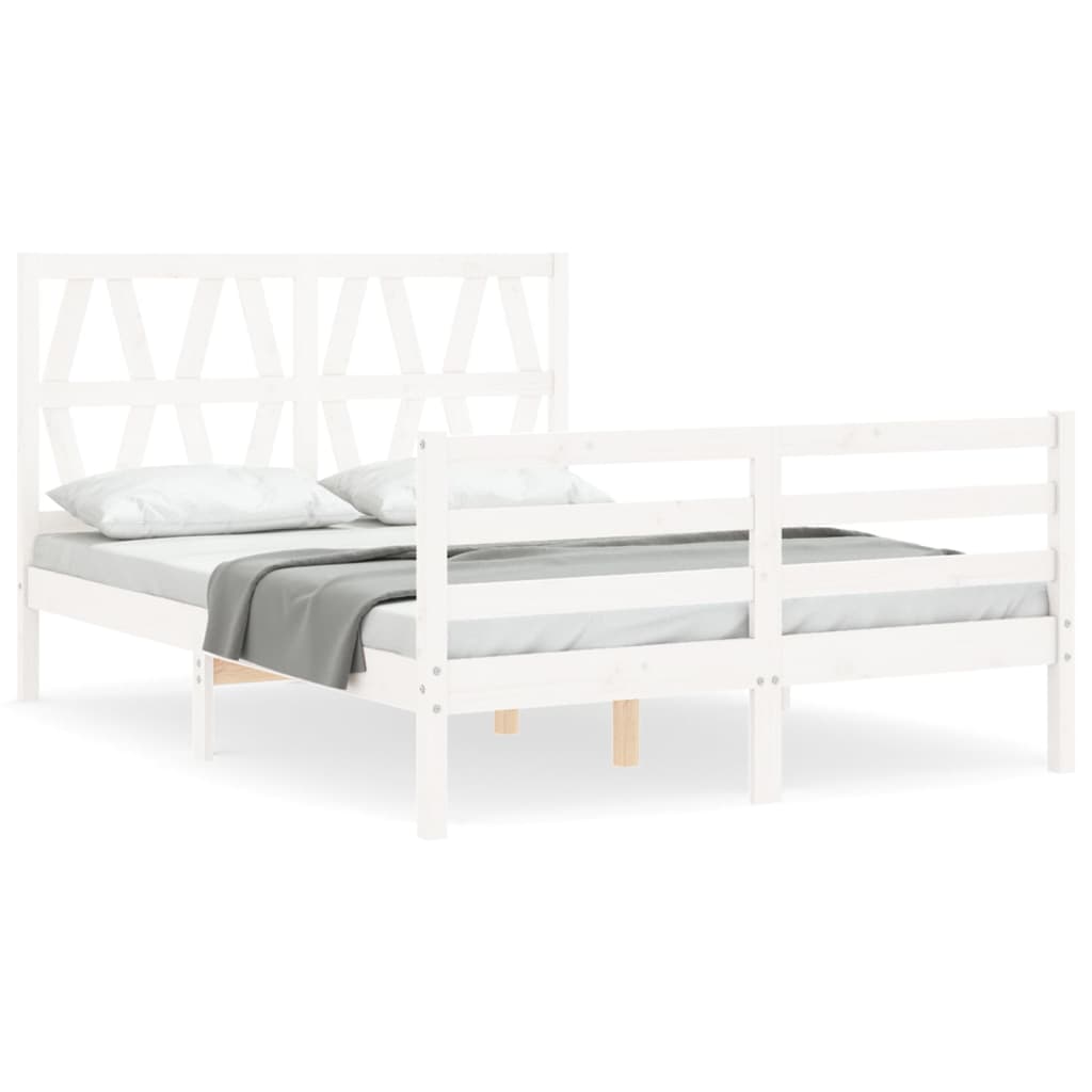 Bedframe met hoofdbord massief hout wit Bedden & bedframes | Creëer jouw Trendy Thuis | Gratis bezorgd & Retour | Trendy.nl