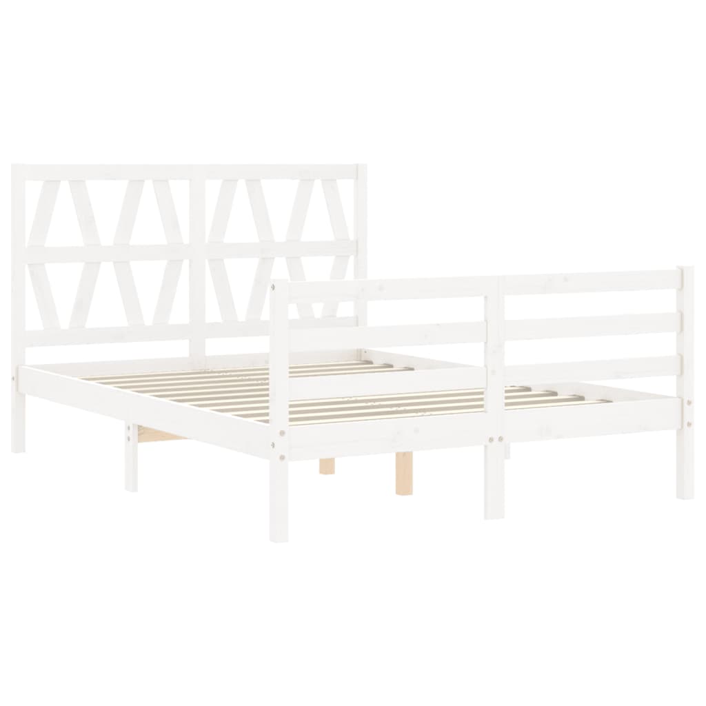 Bedframe met hoofdbord massief hout wit Bedden & bedframes | Creëer jouw Trendy Thuis | Gratis bezorgd & Retour | Trendy.nl