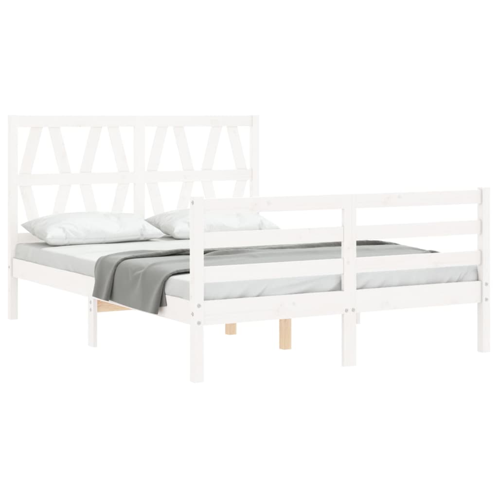 Bedframe met hoofdbord massief hout wit Bedden & bedframes | Creëer jouw Trendy Thuis | Gratis bezorgd & Retour | Trendy.nl