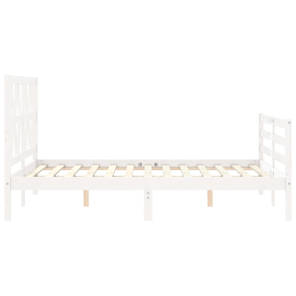 Bedframe met hoofdbord massief hout wit Bedden & bedframes | Creëer jouw Trendy Thuis | Gratis bezorgd & Retour | Trendy.nl