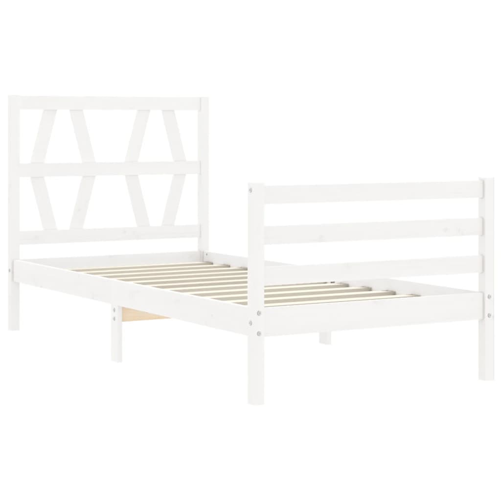 Bedframe met hoofdbord massief hout wit 90x200 cm Bedden & bedframes | Creëer jouw Trendy Thuis | Gratis bezorgd & Retour | Trendy.nl