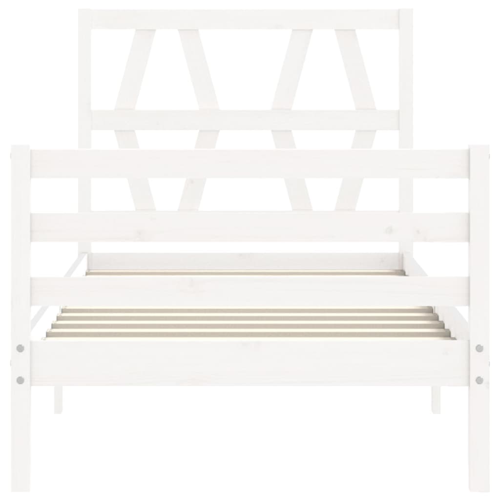 Bedframe met hoofdbord massief hout wit 90x200 cm Bedden & bedframes | Creëer jouw Trendy Thuis | Gratis bezorgd & Retour | Trendy.nl