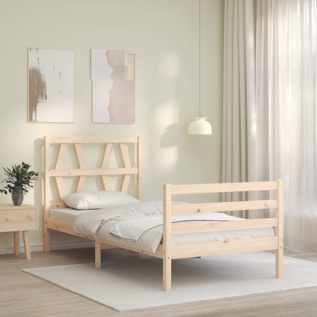 Bedframe met hoofdbord massief hout 100x200 cm Bedden & bedframes | Creëer jouw Trendy Thuis | Gratis bezorgd & Retour | Trendy.nl