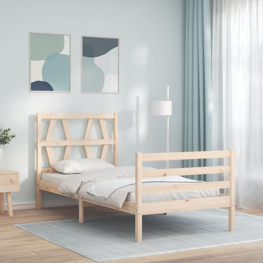 Bedframe met hoofdbord massief hout 100x200 cm Bedden & bedframes | Creëer jouw Trendy Thuis | Gratis bezorgd & Retour | Trendy.nl