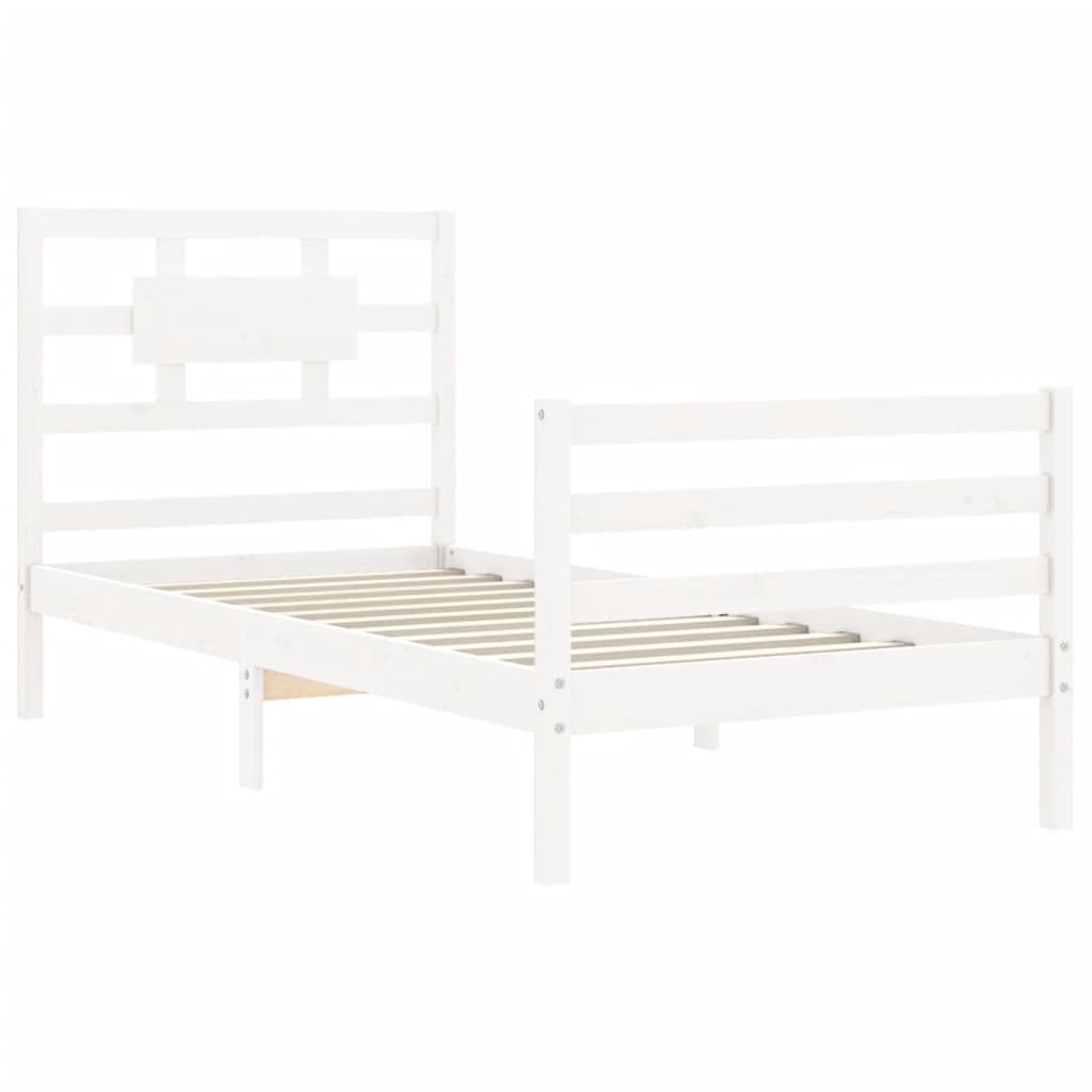 Bedframe met hoofdbord massief hout wit 90x200 cm Bedden & bedframes | Creëer jouw Trendy Thuis | Gratis bezorgd & Retour | Trendy.nl