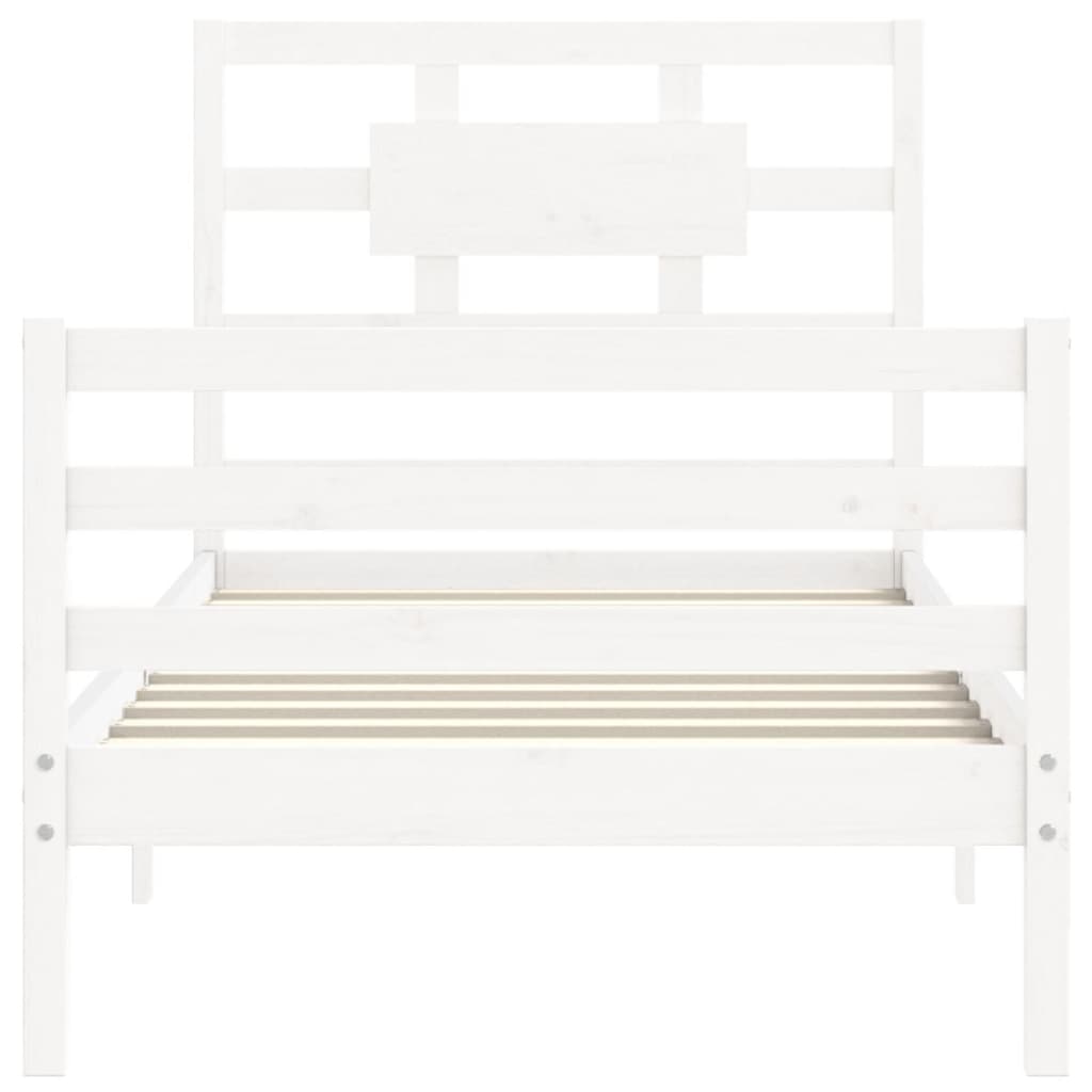 Bedframe met hoofdbord massief hout wit 90x200 cm Bedden & bedframes | Creëer jouw Trendy Thuis | Gratis bezorgd & Retour | Trendy.nl