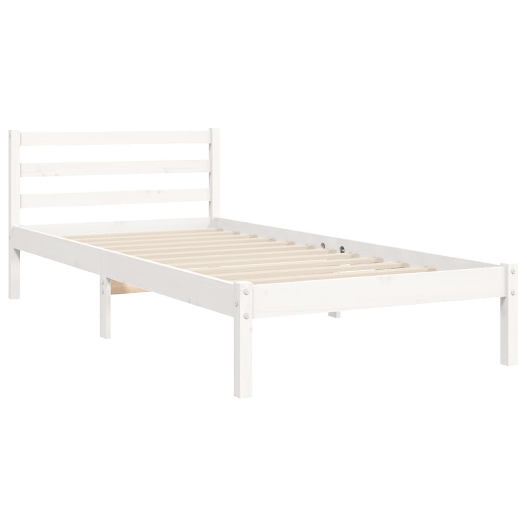 Bedframe met hoofdbord massief hout wit 90x200 cm Bedden & bedframes | Creëer jouw Trendy Thuis | Gratis bezorgd & Retour | Trendy.nl