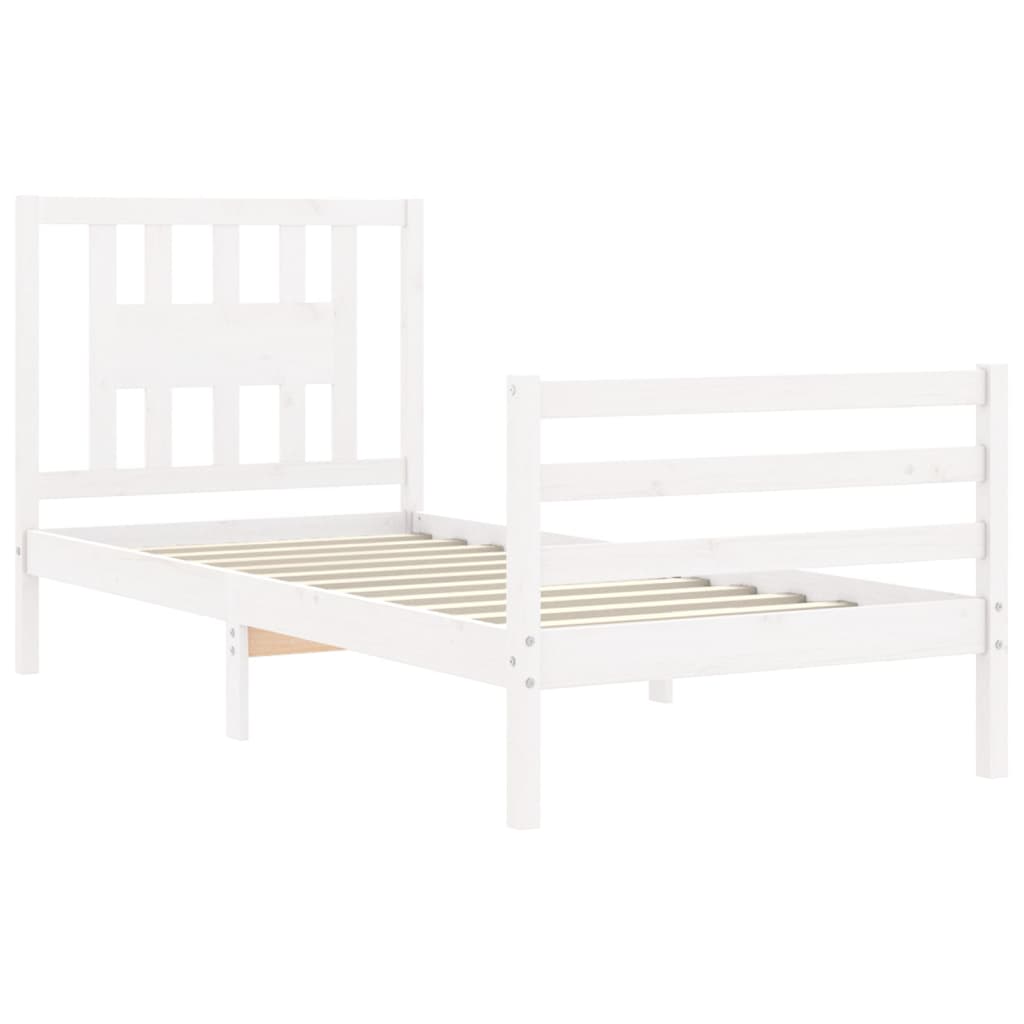 Bedframe met hoofdbord massief hout wit 90x200 cm Bedden & bedframes | Creëer jouw Trendy Thuis | Gratis bezorgd & Retour | Trendy.nl