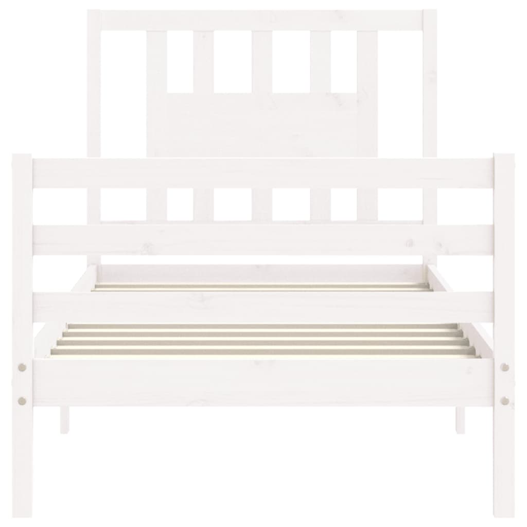 Bedframe met hoofdbord massief hout wit 90x200 cm Bedden & bedframes | Creëer jouw Trendy Thuis | Gratis bezorgd & Retour | Trendy.nl