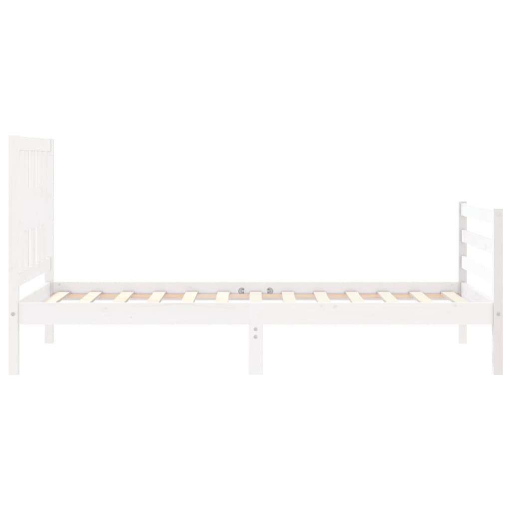 Bedframe met hoofdbord massief hout wit 90x200 cm Bedden & bedframes | Creëer jouw Trendy Thuis | Gratis bezorgd & Retour | Trendy.nl