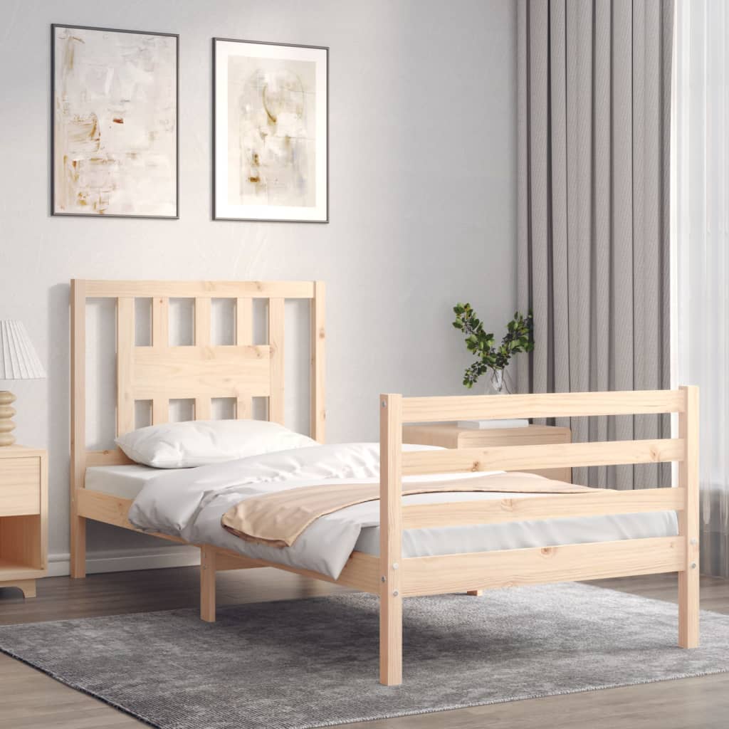 Bedframe met hoofdbord massief hout 100x200 cm Bedden & bedframes | Creëer jouw Trendy Thuis | Gratis bezorgd & Retour | Trendy.nl