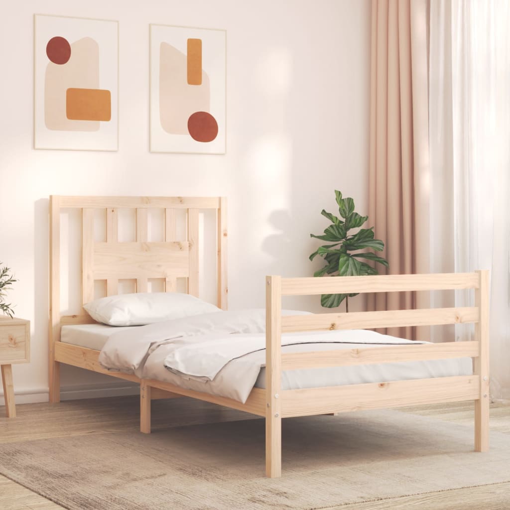 Bedframe met hoofdbord massief hout 100x200 cm Bedden & bedframes | Creëer jouw Trendy Thuis | Gratis bezorgd & Retour | Trendy.nl