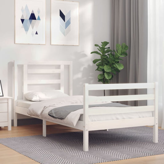 Bedframe met hoofdbord massief hout wit Bedden & bedframes | Creëer jouw Trendy Thuis | Gratis bezorgd & Retour | Trendy.nl