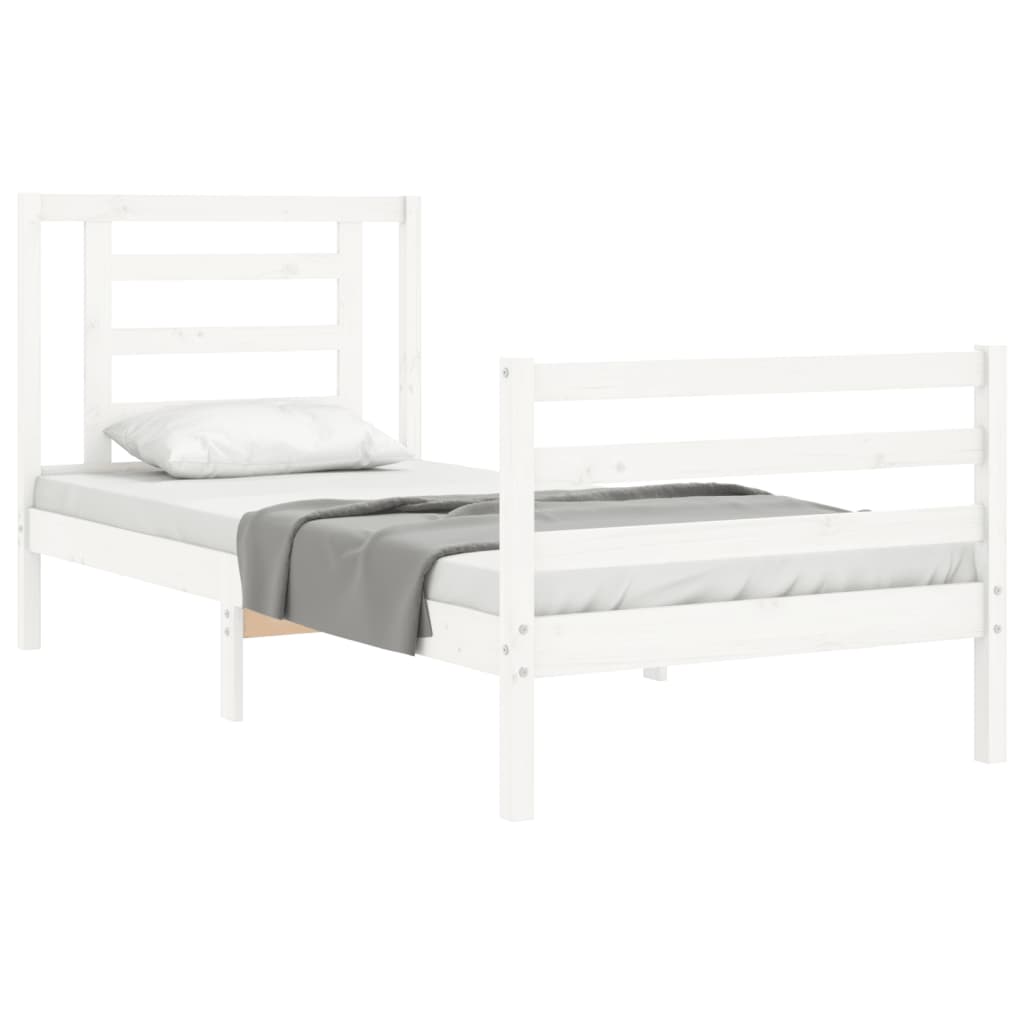 Bedframe met hoofdbord massief hout wit 90x200 cm Bedden & bedframes | Creëer jouw Trendy Thuis | Gratis bezorgd & Retour | Trendy.nl