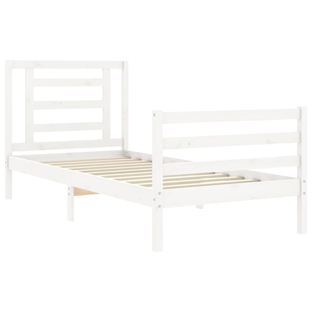 Bedframe met hoofdbord massief hout wit 90x200 cm Bedden & bedframes | Creëer jouw Trendy Thuis | Gratis bezorgd & Retour | Trendy.nl