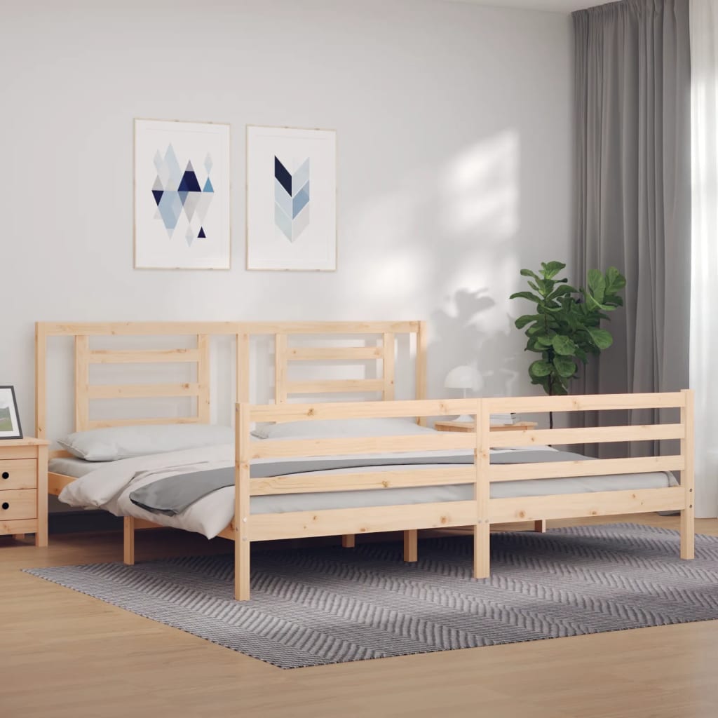 Bedframe met hoofdbord massief hout Bedden & bedframes | Creëer jouw Trendy Thuis | Gratis bezorgd & Retour | Trendy.nl