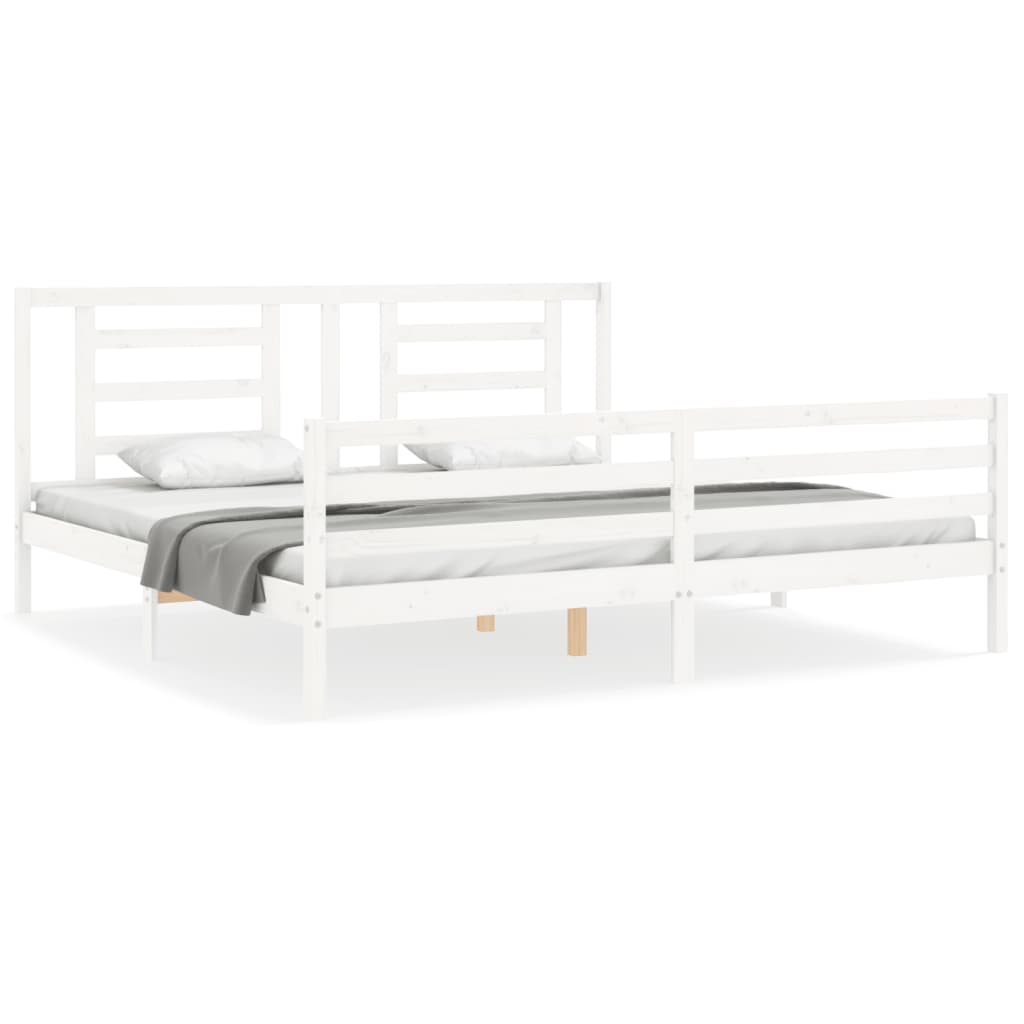 Bedframe met hoofdbord massief hout wit Bedden & bedframes | Creëer jouw Trendy Thuis | Gratis bezorgd & Retour | Trendy.nl