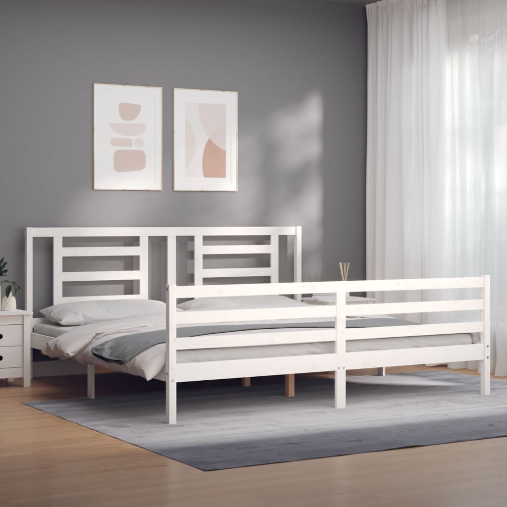 Bedframe met hoofdbord massief hout wit Bedden & bedframes | Creëer jouw Trendy Thuis | Gratis bezorgd & Retour | Trendy.nl