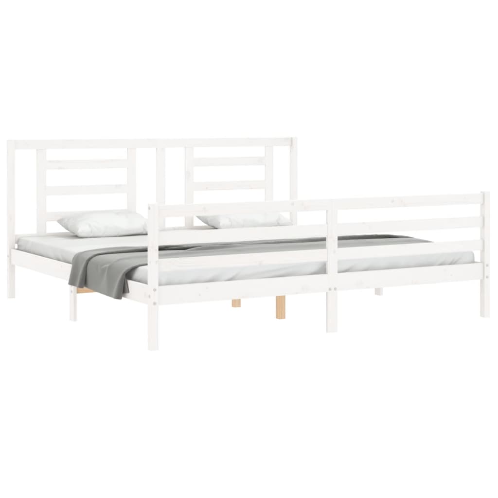 Bedframe met hoofdbord massief hout wit Bedden & bedframes | Creëer jouw Trendy Thuis | Gratis bezorgd & Retour | Trendy.nl