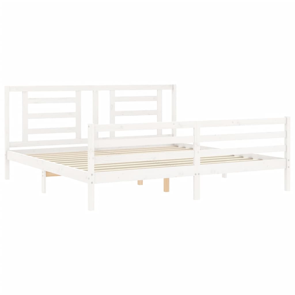 Bedframe met hoofdbord massief hout wit Bedden & bedframes | Creëer jouw Trendy Thuis | Gratis bezorgd & Retour | Trendy.nl