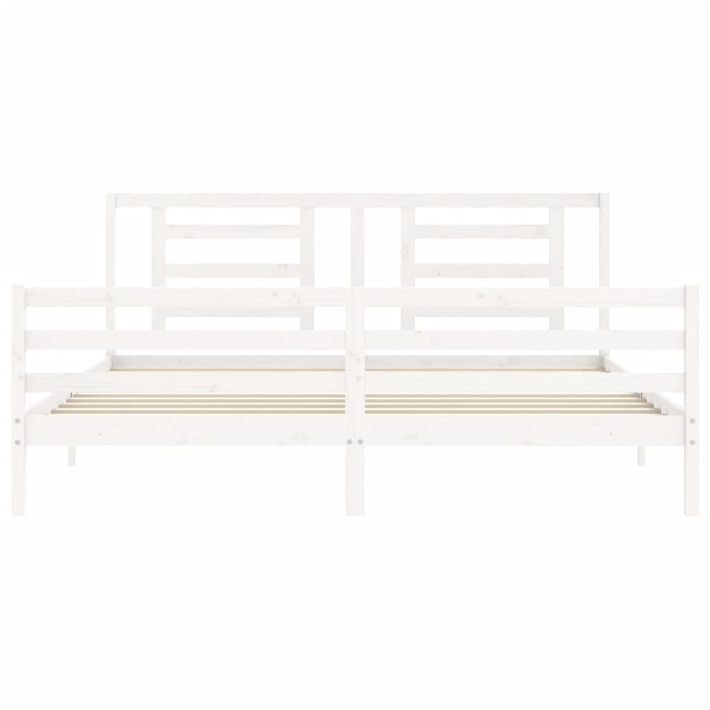 Bedframe met hoofdbord massief hout wit Bedden & bedframes | Creëer jouw Trendy Thuis | Gratis bezorgd & Retour | Trendy.nl