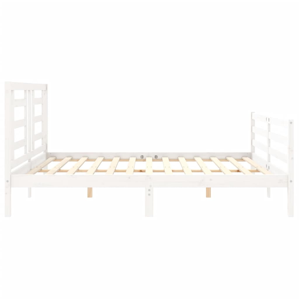 Bedframe met hoofdbord massief hout wit Bedden & bedframes | Creëer jouw Trendy Thuis | Gratis bezorgd & Retour | Trendy.nl