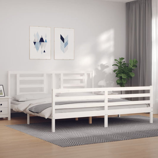 Bedframe met hoofdbord massief hout wit Bedden & bedframes | Creëer jouw Trendy Thuis | Gratis bezorgd & Retour | Trendy.nl