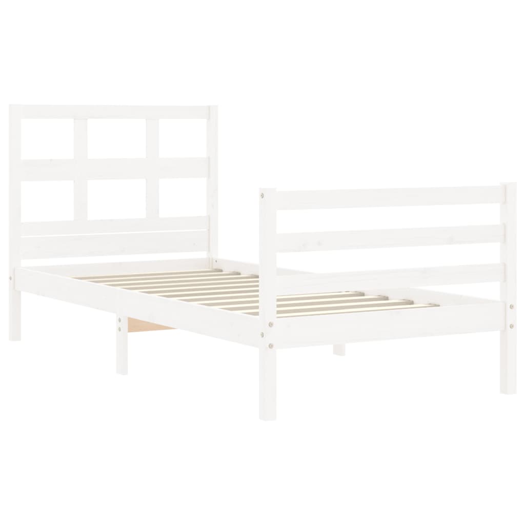 Bedframe met hoofdbord massief hout wit 90x200 cm Bedden & bedframes | Creëer jouw Trendy Thuis | Gratis bezorgd & Retour | Trendy.nl