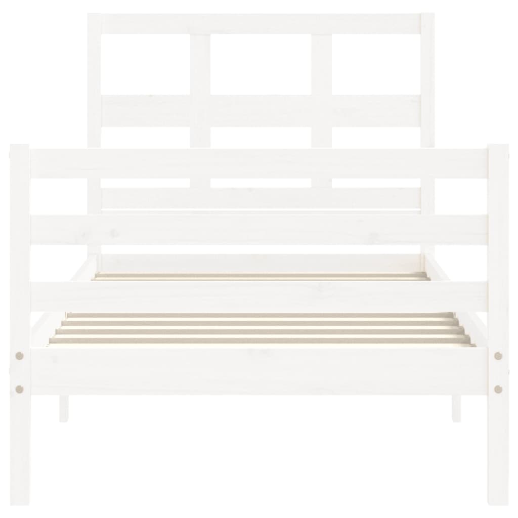 Bedframe met hoofdbord massief hout wit 90x200 cm Bedden & bedframes | Creëer jouw Trendy Thuis | Gratis bezorgd & Retour | Trendy.nl